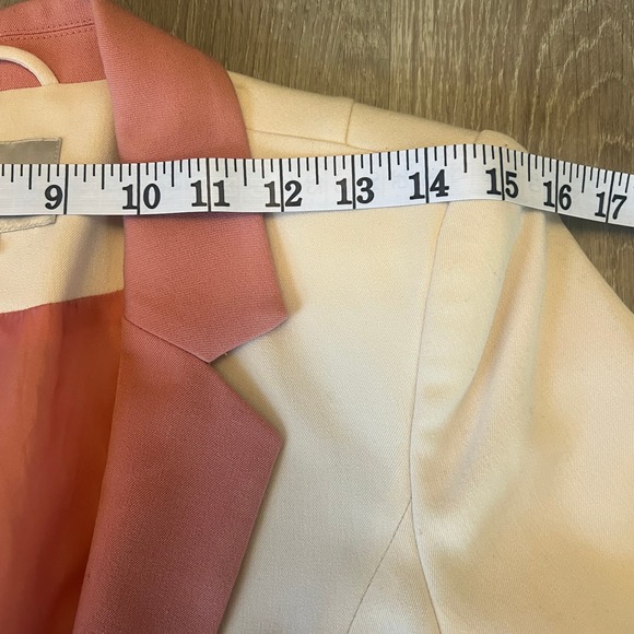 Vero Moda Classic Vintage Blazer Ruched Sleeves Pink Barbie Cream Size S - Picture 9 of 11